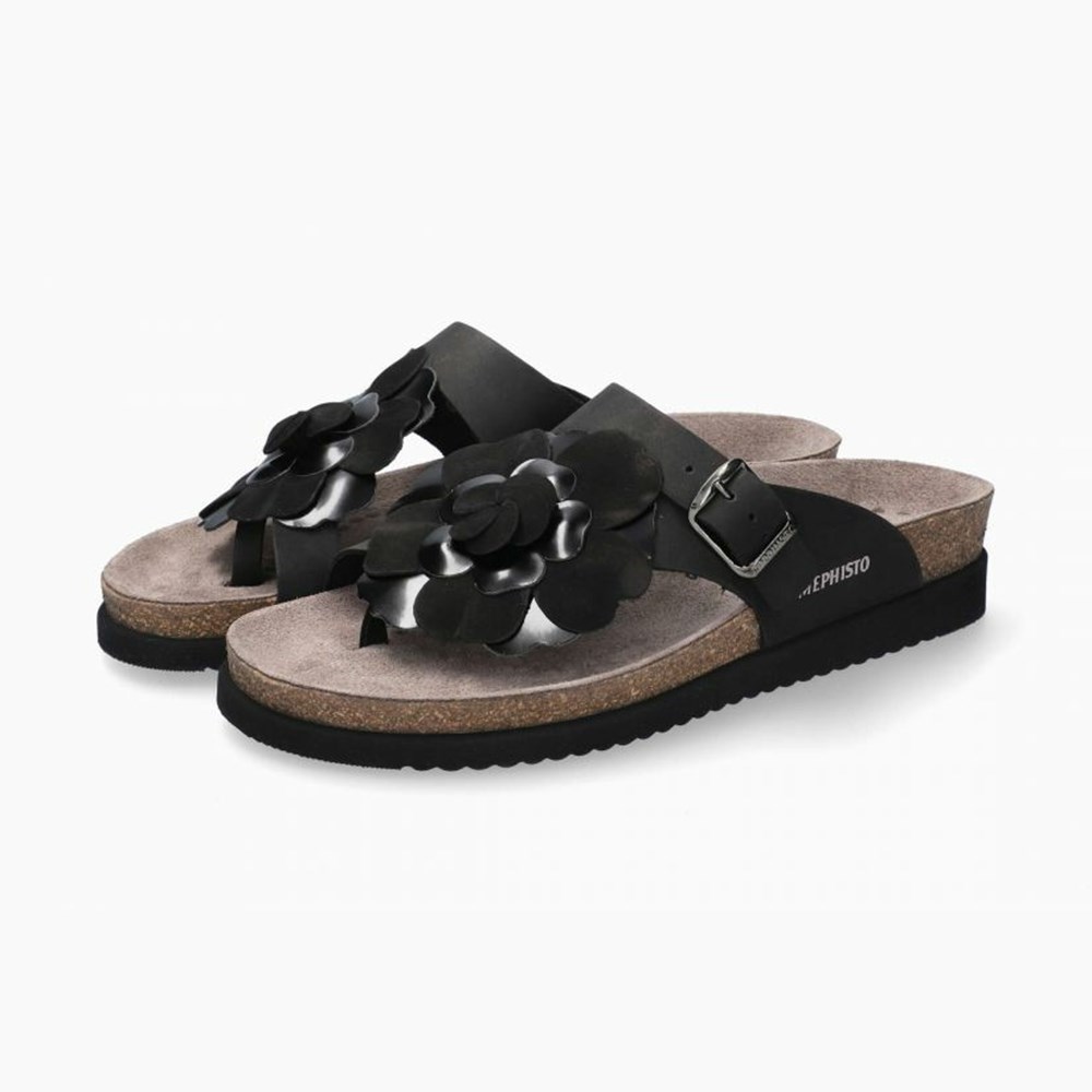 Mephisto Helen Flower Sandaler Dame Svarte | XGQV-69832